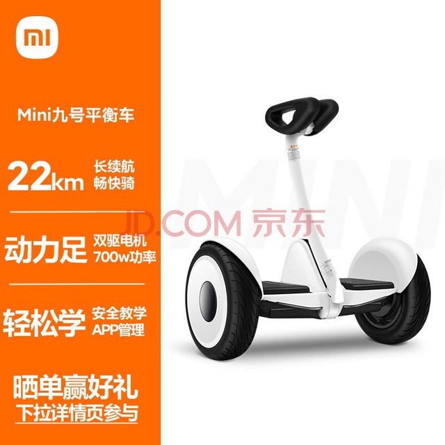 九号机器人(ninebot)九号平衡车 小九  体感智能骑行 米家双电机驱动 超长续航  白色