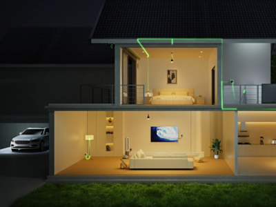 华宝新能推出的家庭绿色能源新品类：可自行组装的小型储能装置，以及具备卓越光电转换效率的光伏瓦，适用于家庭使用的光伏发电系统。