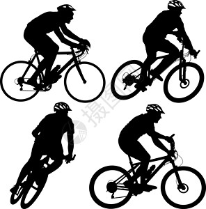 设置骑自行车的男性和女性的轮廓 矢量插图旅行运动追求竞争速度活动行动身体休闲女士图片
